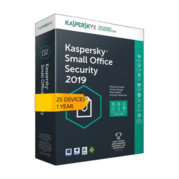 Kaspersky Small Office Security v8 for 25 desktop, 25 mobile, 3 server 1 YEAR EU